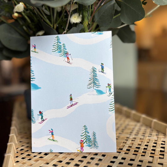 Winter Skiers Greeting Card Set: Alpine & Nordic Designs (5x7)