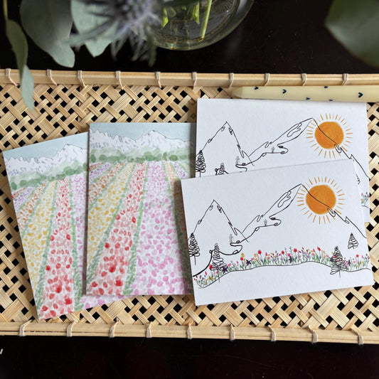 Spring Tulips & Alpine Blooms! Greeting Cards Set of 4